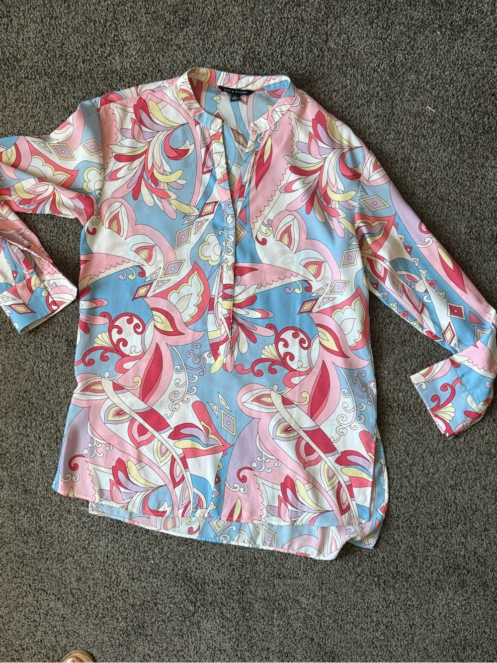 S- Zac & Rachel Pastel Floral Paisley Tunic - Pink & Blue - Picture 4 of 7
